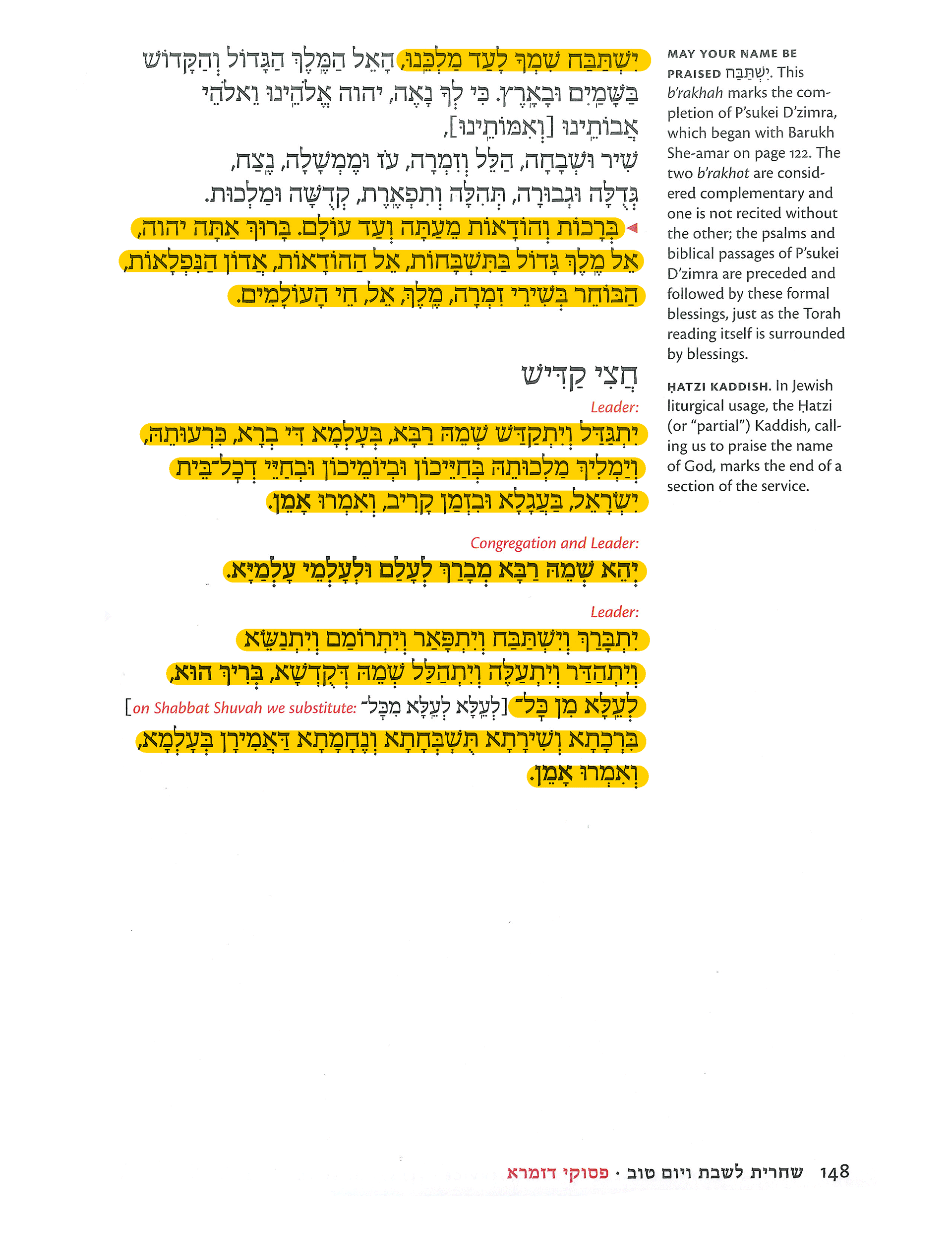 Page 148 Yishtabach - Chatzi Kaddish